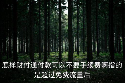 怎樣財(cái)付通付款可以不要手續(xù)費(fèi)啊指的是超過免費(fèi)流量后
