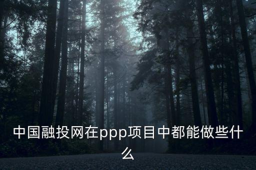 中國融投網(wǎng)在ppp項目中都能做些什么