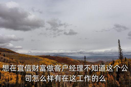 想在宜信財富做客戶經理不知道這個公司怎么樣有在這工作的么