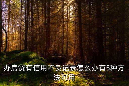 辦房貸有信用不良記錄怎么辦有5種方法可用