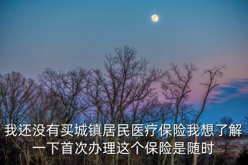 我還沒(méi)有買(mǎi)城鎮(zhèn)居民醫(yī)療保險(xiǎn)我想了解一下首次辦理這個(gè)保險(xiǎn)是隨時(shí)