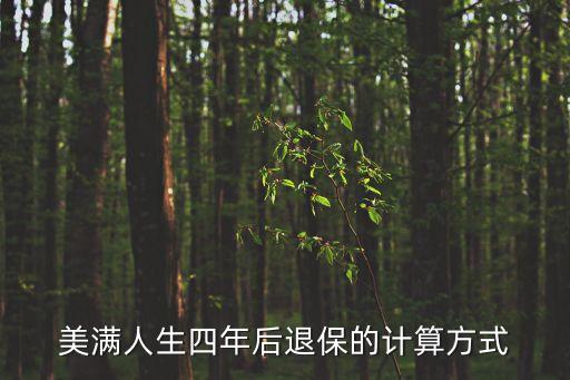 美滿人生四年后退保的計(jì)算方式