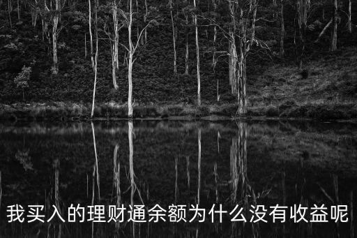 理財(cái)通怎么沒(méi)收益率，我買(mǎi)入的理財(cái)通余額為什么沒(méi)有收益呢