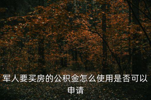 軍人要買房的公積金怎么使用是否可以申請(qǐng)