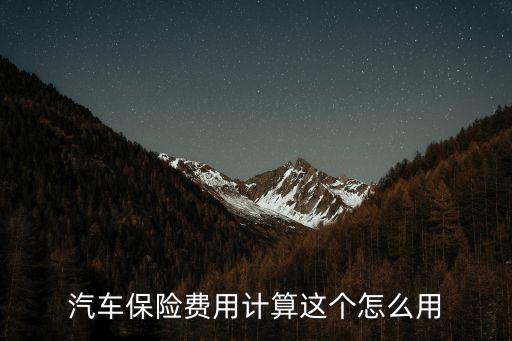 汽車保險(xiǎn)費(fèi)用計(jì)算這個(gè)怎么用