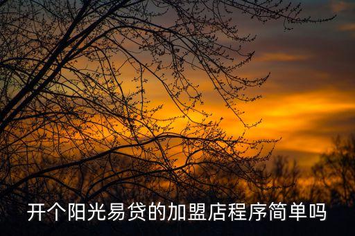 陽光信貸怎么加盟，加盟陽光易貸要做些什么準備呢急求步驟