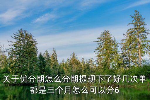 關(guān)于優(yōu)分期怎么分期提現(xiàn)下了好幾次單都是三個(gè)月怎么可以分6