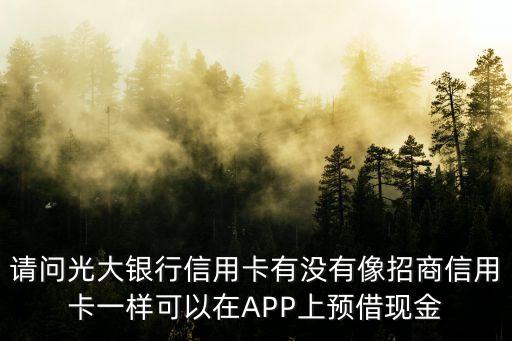 手機(jī)光大怎么預(yù)借現(xiàn)金，請(qǐng)問(wèn)光大銀行信用卡有沒(méi)有像招商信用卡一樣可以在APP上預(yù)借現(xiàn)金