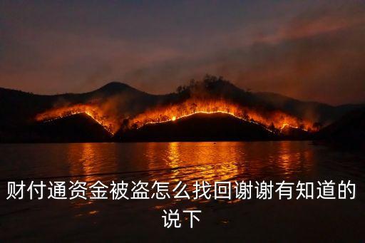 財(cái)付通資金被盜怎么找回謝謝有知道的說下