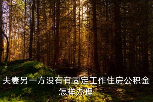 夫妻另一方?jīng)]有有固定工作住房公積金怎樣辦理