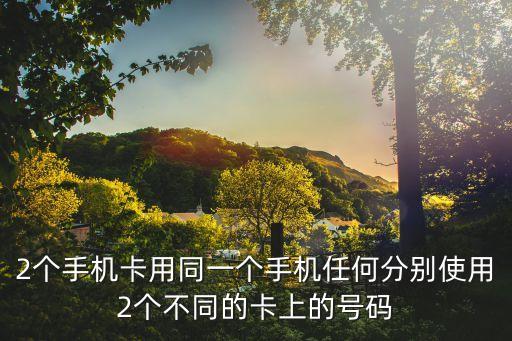 2個手機卡用同一個手機任何分別使用2個不同的卡上的號碼