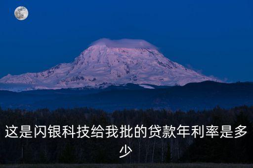 這是閃銀科技給我批的貸款年利率是多少