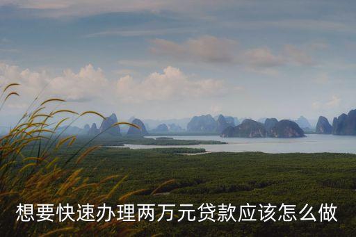 想要快速辦理兩萬元貸款應該怎么做