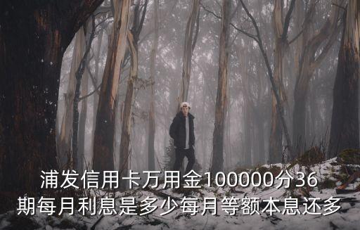 浦發(fā)信用卡萬用金100000分36期每月利息是多少每月等額本息還多