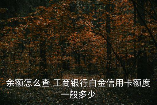 工行白金卡怎么查額度嗎，余額怎么查 工商銀行白金信用卡額度一般多少