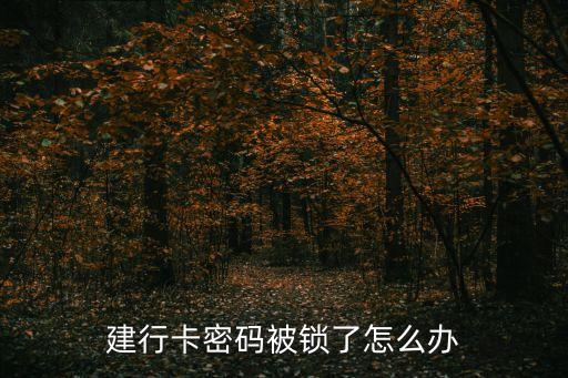 建行密碼鎖住了怎么辦，建行卡密碼被鎖了怎么辦