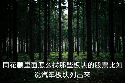 同花順怎么找行業(yè)，同花順里面怎么找那些板塊的股票比如說汽車板塊列出來