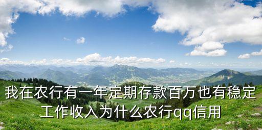 我在農(nóng)行有一年定期存款百萬(wàn)也有穩(wěn)定工作收入為什么農(nóng)行qq信用