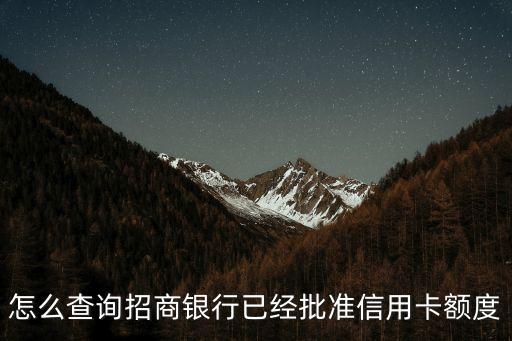 怎么查詢招商銀行已經(jīng)批準(zhǔn)信用卡額度