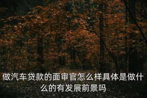 做汽車貸款的面審官怎么樣具體是做什么的有發(fā)展前景嗎