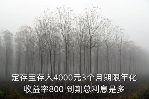 定存寶三個月利率怎么計算，定存寶存入4000元3個月期限年化收益率800 到期總利息是多
