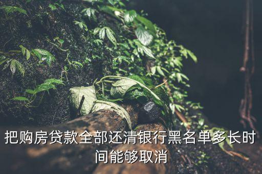 銀行黑名單 怎么包裝，把購房貸款全部還清銀行黑名單多長時間能夠取消