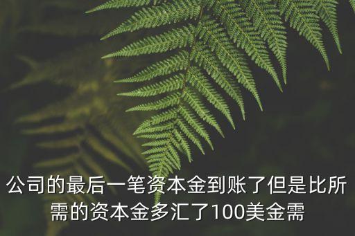 公司的最后一筆資本金到賬了但是比所需的資本金多匯了100美金需
