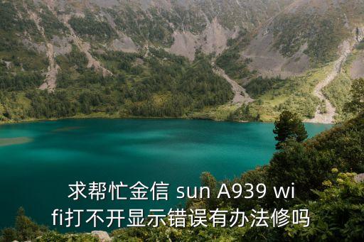 求幫忙金信 sun A939 wifi打不開顯示錯(cuò)誤有辦法修嗎
