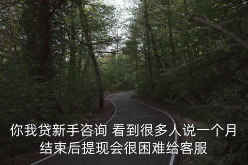 你我貸新手咨詢 看到很多人說一個月結(jié)束后提現(xiàn)會很困難給客服