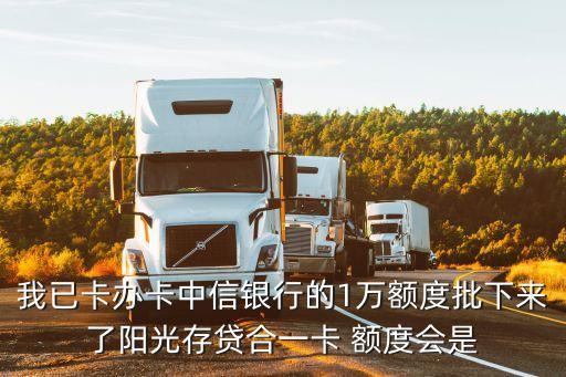 我已卡辦卡中信銀行的1萬額度批下來了陽光存貸合一卡 額度會是