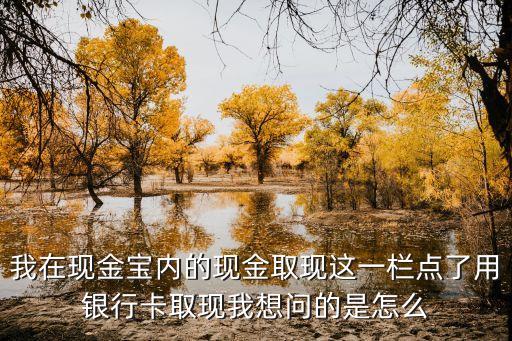 現(xiàn)金寶怎么轉(zhuǎn)賬給銀行卡嗎，我在現(xiàn)金寶內(nèi)的現(xiàn)金取現(xiàn)這一欄點(diǎn)了用銀行卡取現(xiàn)我想問的是怎么