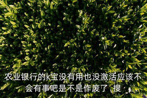 農(nóng)行k寶沒用會(huì)怎么樣嗎，農(nóng)業(yè)銀行K寶一個(gè)月以上沒使用會(huì)怎么樣