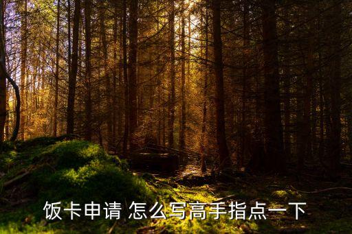 飯卡申請(qǐng)書怎么，飯卡申請(qǐng) 怎么寫高手指點(diǎn)一下