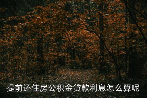 住房公積金提前還貸利息怎么算，住房公積金提前還款利息怎么算