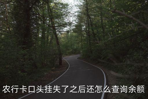 農(nóng)行卡口頭掛失了之后還怎么查詢余額