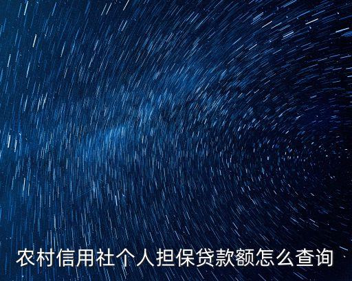 農(nóng)村信用社個人擔保貸款額怎么查詢