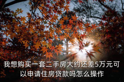 我想購買一套二手房大約還差5萬元可以申請住房貸款嗎怎么操作