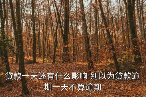 貸款一天還有什么影響 別以為貸款逾期一天不算逾期
