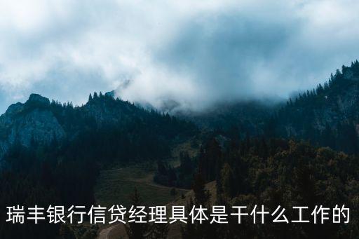 信貸經(jīng)理怎么工作的，瑞豐銀行信貸經(jīng)理具體是干什么工作的
