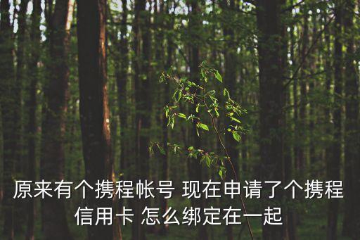 原來有個(gè)攜程帳號(hào) 現(xiàn)在申請(qǐng)了個(gè)攜程信用卡 怎么綁定在一起