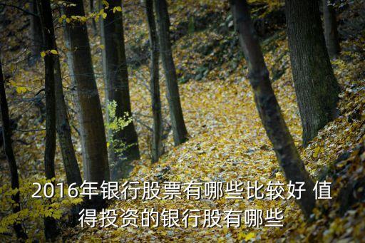2016年銀行股票有哪些比較好 值得投資的銀行股有哪些