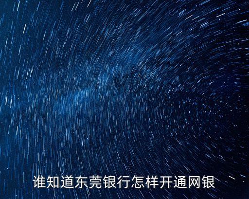 東莞銀行怎么在網(wǎng)上開網(wǎng)銀，東莞銀行卡在網(wǎng)上可以開通網(wǎng)銀嗎