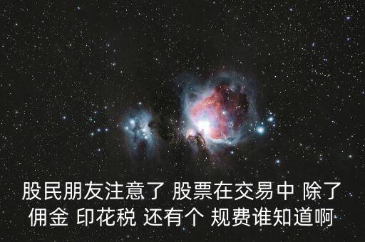 股民朋友注意了 股票在交易中 除了傭金 印花稅 還有個(gè) 規(guī)費(fèi)誰(shuí)知道啊