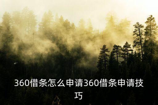 360借條怎么申請360借條申請技巧