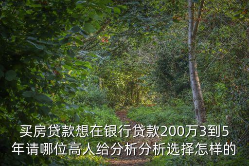 買房貸款想在銀行貸款200萬3到5年請哪位高人給分析分析選擇怎樣的