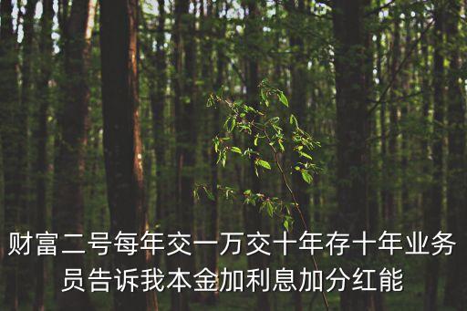 財富二號每年交一萬交十年存十年業(yè)務員告訴我本金加利息加分紅能