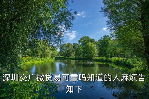 深圳交廣微貸易可靠嗎知道的人麻煩告知下