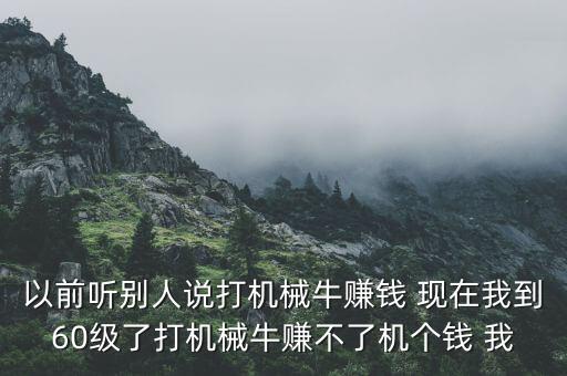 以前聽別人說(shuō)打機(jī)械牛賺錢 現(xiàn)在我到60級(jí)了打機(jī)械牛賺不了機(jī)個(gè)錢 我