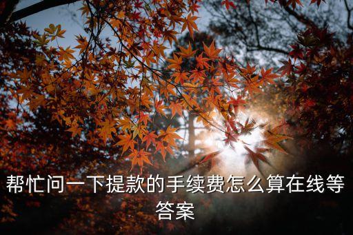 幫忙問一下提款的手續(xù)費(fèi)怎么算在線等答案