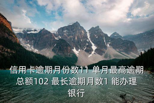 信用卡逾期月份數(shù)11 單月最高逾期總額102 最長逾期月數(shù)1 能辦理銀行